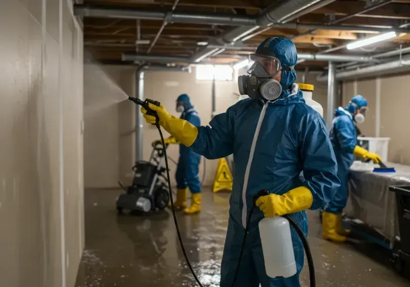 Basement Sanitization and Antimicrobial Treatment process in Bystrom, CA