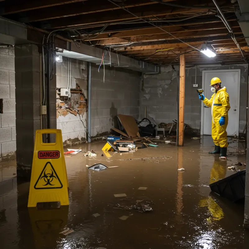 Flooded Basement Electrical Hazard in Bystrom, CA Property